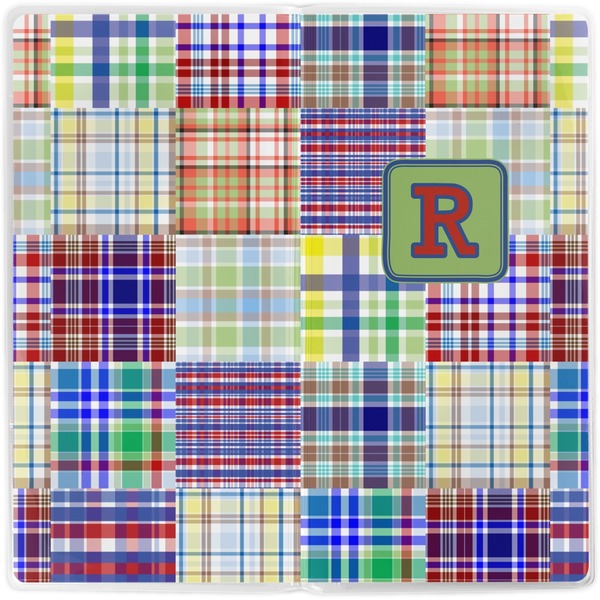 Blue Madras Plaid Print Vinyl Document Wallet - Apvl