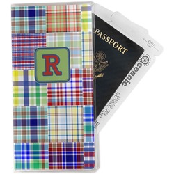 Blue Madras Plaid Print Travel Document Holder