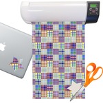 Blue Madras Plaid Print Sticker Vinyl Sheet (Permanent)