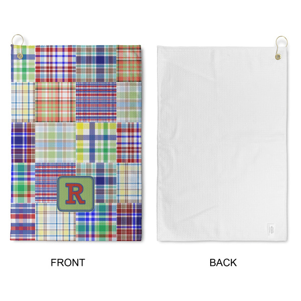 Blue Madras Plaid Print Waffle Weave Golf Towel - Approval