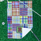 Blue Madras Plaid Print Waffle Weave Golf Towel - In Context