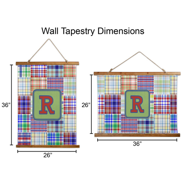 Blue Madras Plaid Print Wall Hanging Tapestries - Parent/Sizing