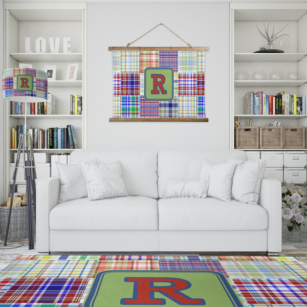 Blue Madras Plaid Print Wall Hanging Tapestry - IN CONTEXT
