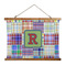 Blue Madras Plaid Print Wall Hanging Tapestry - Landscape - MAIN