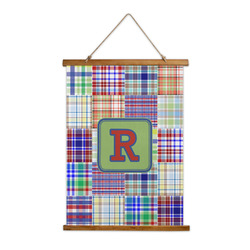 Blue Madras Plaid Print Wall Hanging Tapestry - Tall (Personalized)