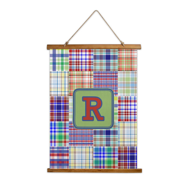 Custom Blue Madras Plaid Print Wall Hanging Tapestry (Personalized)