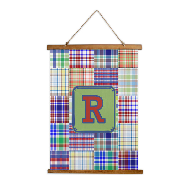 Custom Blue Madras Plaid Print Wall Hanging Tapestry - Tall (Personalized)