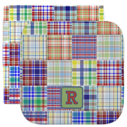 Blue Madras Plaid Print Facecloth / Wash Cloth (Personalized)
