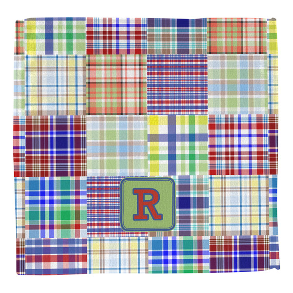 Blue Madras Plaid Print Washcloth - Front - No Soap