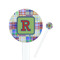 Blue Madras Plaid Print Round Plastic Stir Sticks (Personalized)