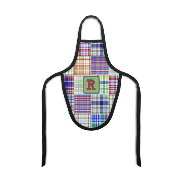 Custom Blue Madras Plaid Print Bottle Apron (Personalized)
