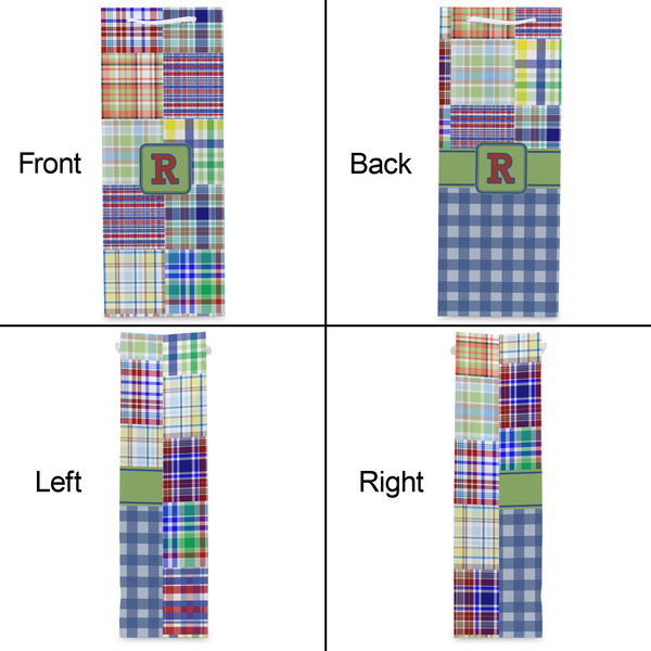 Blue Madras Plaid Print Wine Gift Bag - Matte - Approval