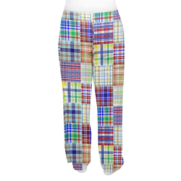 Blue Madras Plaid Print Women's Pj on model - Back