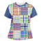 Blue Madras Plaid Print Women's Crew T-Shirt