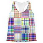Blue Madras Plaid Print Womens Racerback Tank Top - Small