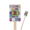 Blue Madras Plaid Print Rectangle Wooden Stir Sticks (Personalized)