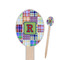 Blue Madras Plaid Print Oval Wooden Food Picks (Personalized)