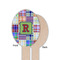 Blue Madras Plaid Print Wooden Food Pick - Oval - Single Sided - Front & Back