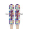 Blue Madras Plaid Print Wooden Food Pick - Paddle - Double Sided - Front & Back