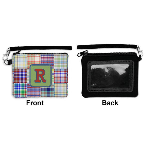 Blue Madras Plaid Print Wristlet ID Cases - Front & Back