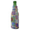 Blue Madras Plaid Print Zipper Bottle Cooler - ANGLE (bottle)