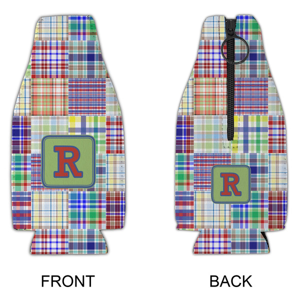 Blue Madras Plaid Print Zipper Bottle Cooler - APPROVAL