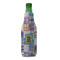 Blue Madras Plaid Print Zipper Bottle Cooler - FRONT (bottle)