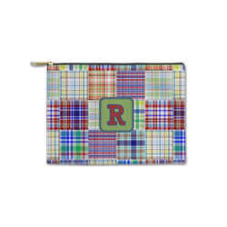 Blue Madras Plaid Print Zipper Pouch - Small - 8.5"x6" (Personalized)