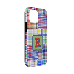 Blue Madras Plaid Print iPhone Case - Rubber Lined - iPhone 13 Mini (Personalized)