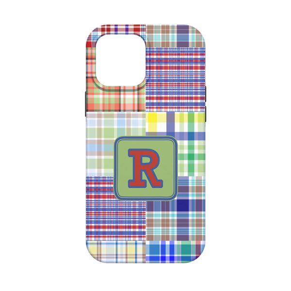 Blue Madras Plaid Print iPhone 13 Mini Tough Case - Back