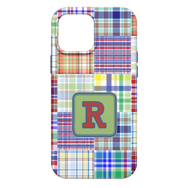 Blue Madras Plaid Print iPhone 13 Pro Max Tough Case - Back