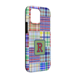 Blue Madras Plaid Print iPhone Case - Rubber Lined - iPhone 13 Pro (Personalized)