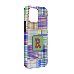 Blue Madras Plaid Print iPhone Case - Rubber Lined - iPhone 13 (Personalized)
