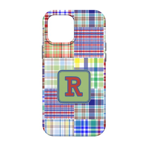 Blue Madras Plaid Print iPhone 13 Tough Case - Back