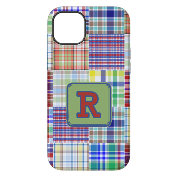 Blue Madras Plaid Print iPhone 14 Plus Tough Case - Back