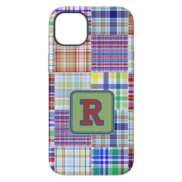 Blue Madras Plaid Print iPhone 14 Pro Max Tough Case - Back