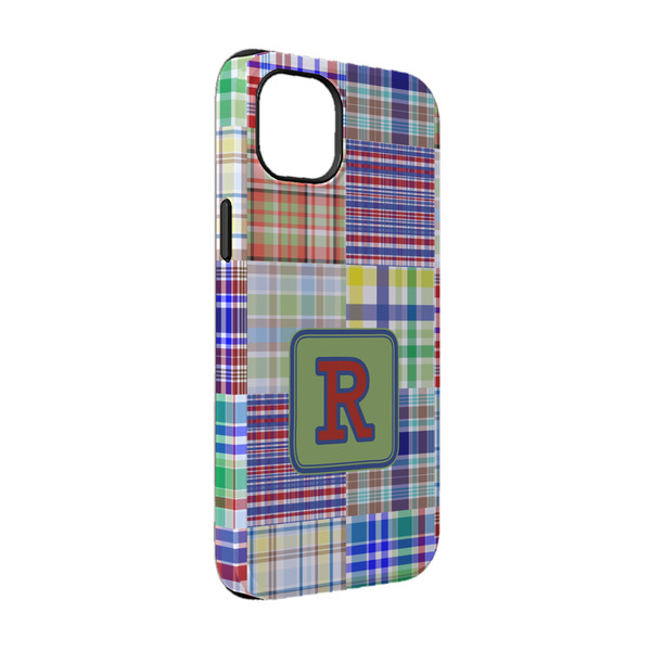 Custom Blue Madras Plaid Print iPhone Case - Rubber Lined - iPhone 14 Pro (Personalized)