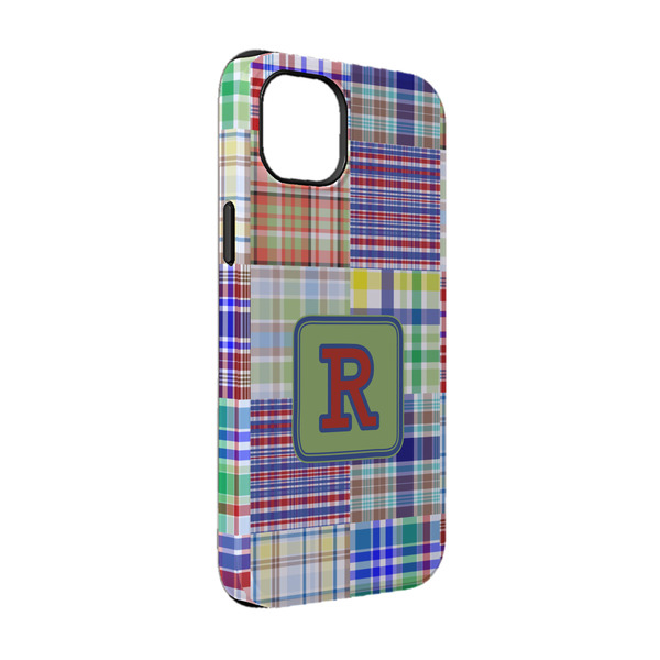 Custom Blue Madras Plaid Print iPhone Case - Rubber Lined - iPhone 14 (Personalized)