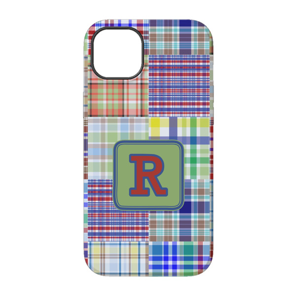 Blue Madras Plaid Print iPhone 14 Tough Case - Back