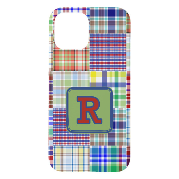 Blue Madras Plaid Print iPhone 15 Pro Max Case - Back
