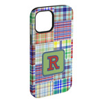 Blue Madras Plaid Print iPhone Case - Rubber Lined (Personalized)