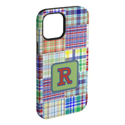 Blue Madras Plaid Print iPhone Case - Rubber Lined (Personalized)
