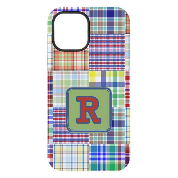 Blue Madras Plaid Print iPhone 15 Pro Max Tough Case - Back