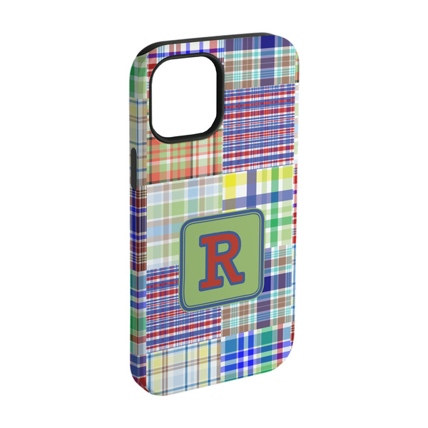 Custom Blue Madras Plaid Print iPhone Case - Rubber Lined - iPhone 15 Pro (Personalized)