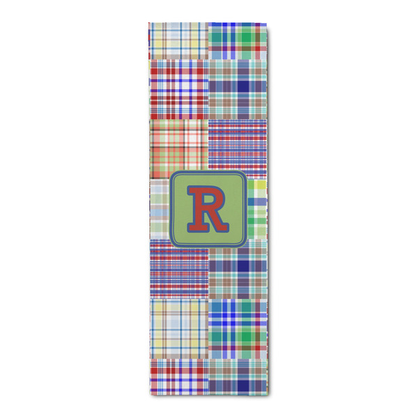 Custom Blue Madras Plaid Print Runner Rug - 2.5'x8' w/ Initial