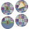 Blue Madras Plaid Print Set of 4 Glass Appetizer / Dessert Plate 8" (Personalized)