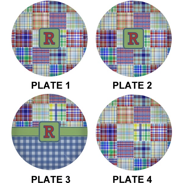 Blue Madras Plaid Set of Lunch / Dinner Plates (Approval)