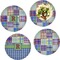 Blue Madras Plaid Print Set of 4 Glass Lunch / Dinner Plate 10" (Personalized)