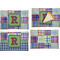 Blue Madras Plaid Print Set of 4 Glass Rectangular Appetizer / Dessert Plate (Personalized)