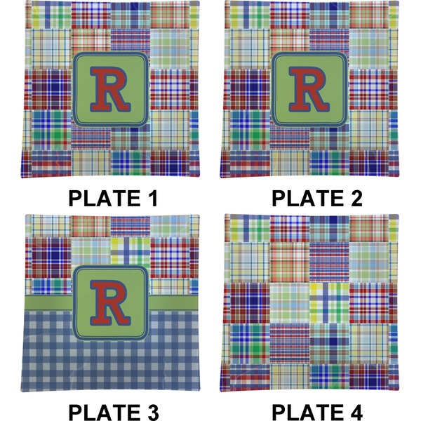 Blue Madras Plaid Set of Square Dinner Plates (Approval)